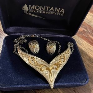 Montana Silversmiths two tone necklace and earrings set